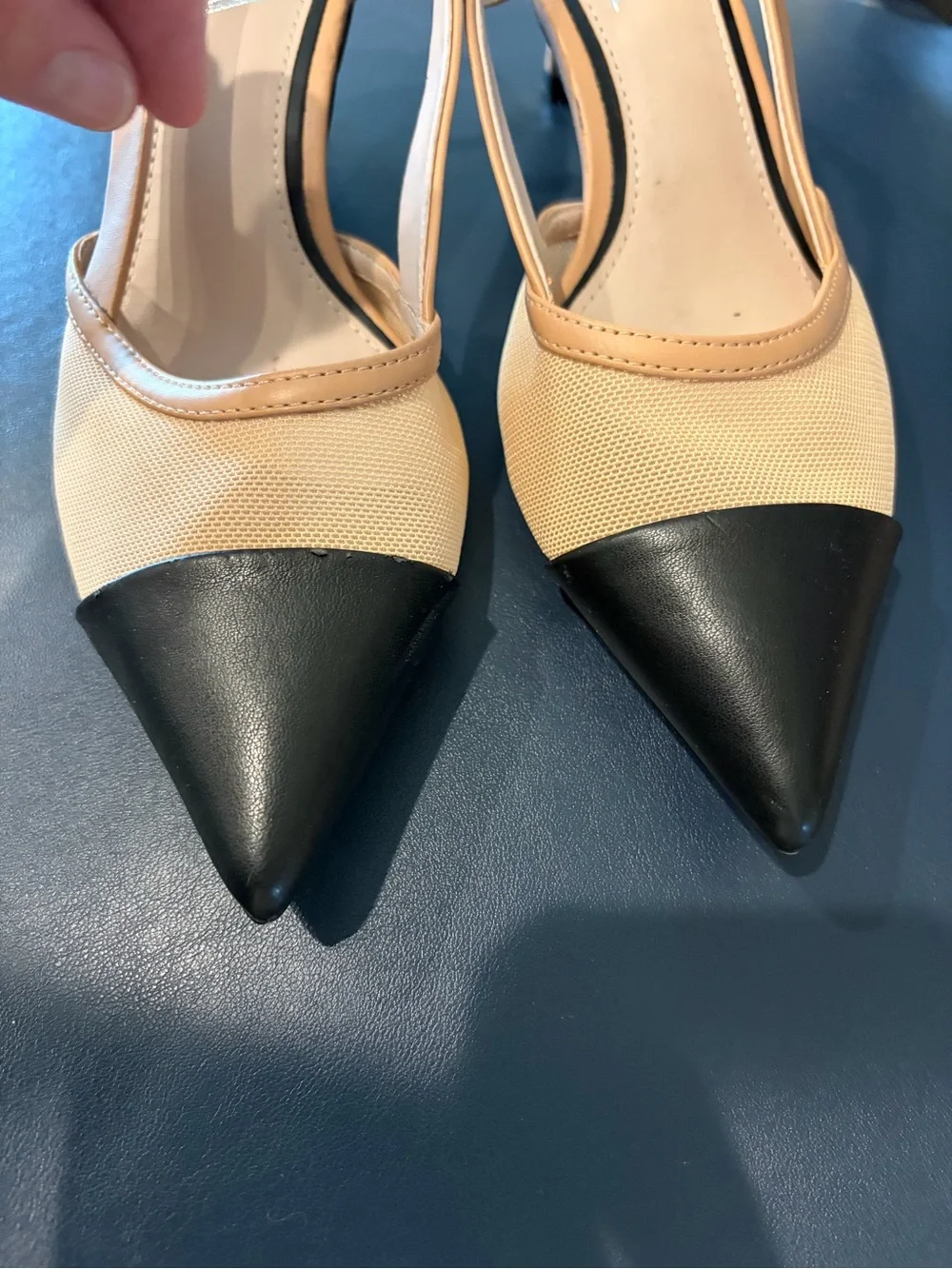 Zara mesh slingback kitten heels size 36 women’s 5.5 beige and black